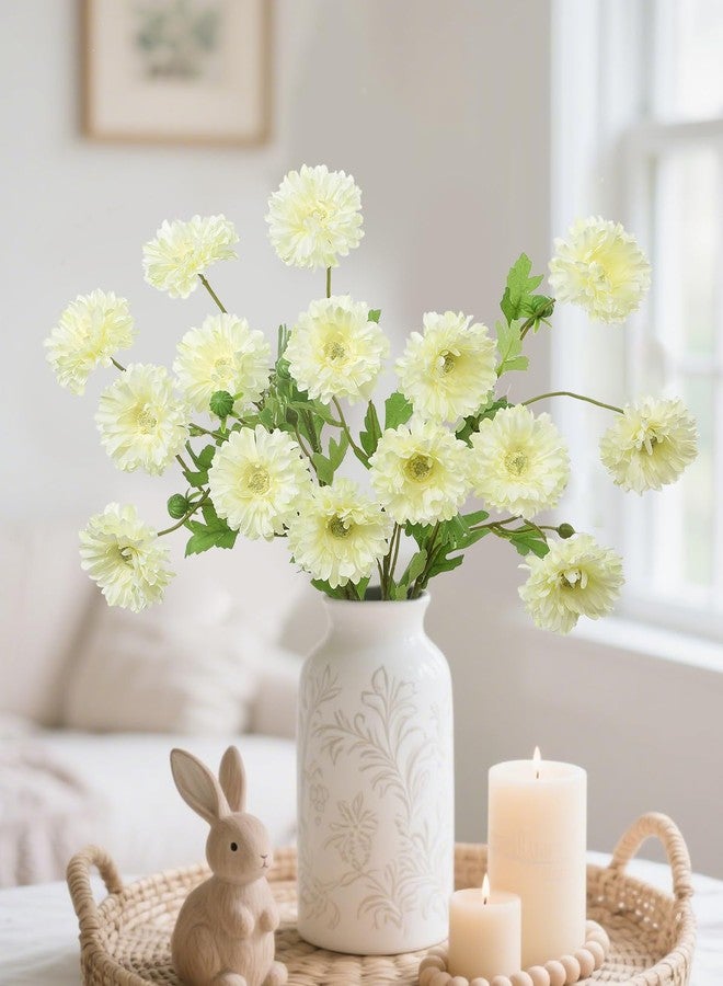 Coferset 6pcs Artificial Silk Mums Flowers Realistic Chrysanthemum Stems 22" Fake Gerbera Daisy for DIY Bouquet Centerpieces Floral Arrangements Vase Fillers Wedding Shower Decorations(Light Yellow) - Image 2