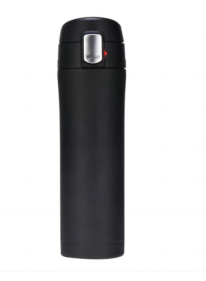 Double Walled Vacuum Flask Thermo, 450ml Stainless Steel Insulated Water Bottle, Flask for Hot and Cold Drinks, Travel Coffee Mug, Sports Water Bottle, Drinks Cup Black  - Image 1