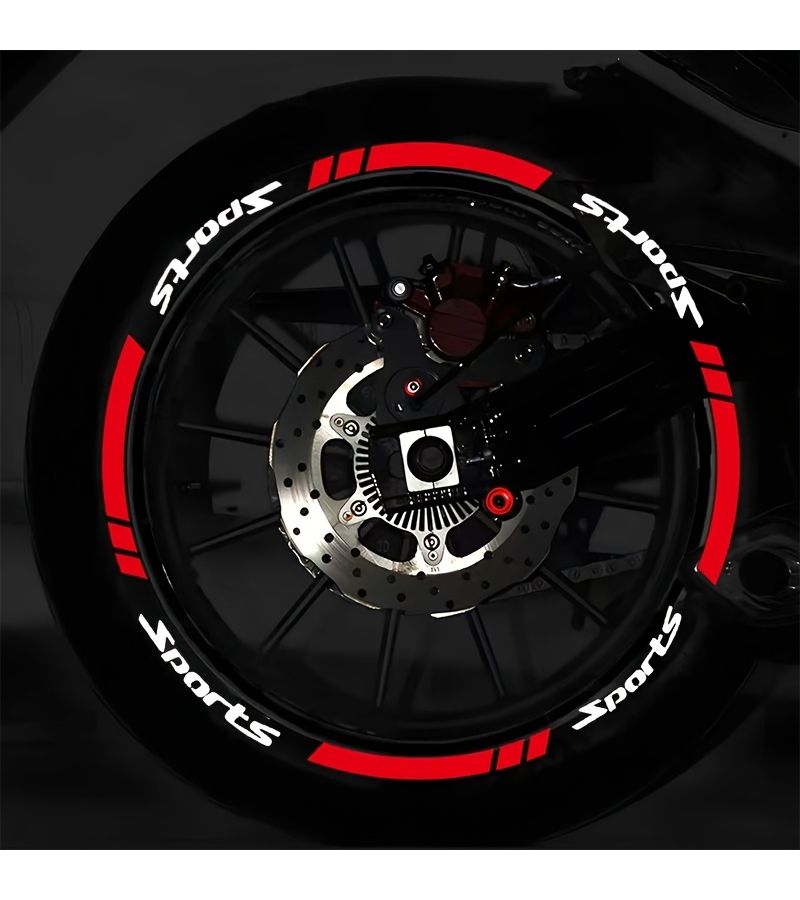 Red Reflective Motorcycle Wheel Hub Stickers Car PVC Waterproof Sports Lettering Decals 16pcs Set - Image 4