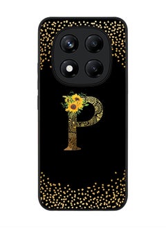 Stylizedd For Xiaomi Redmi Note 14 Pro 4G 4G Case,Slim fit Camera Protection, Shockproof Thin Phone cover  - Custom Floral Monogram - P ( Black )  - Image 1