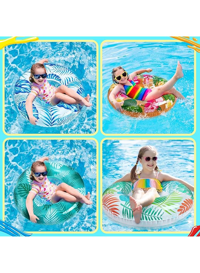 KASTWAVE Swimming Rings 7Pcs Luau Pool Floats Hawaiian Swimming Rings With 13.5" Beach Balls Inflatable Tubes Floaties Toys For Kids Adults - Image 3