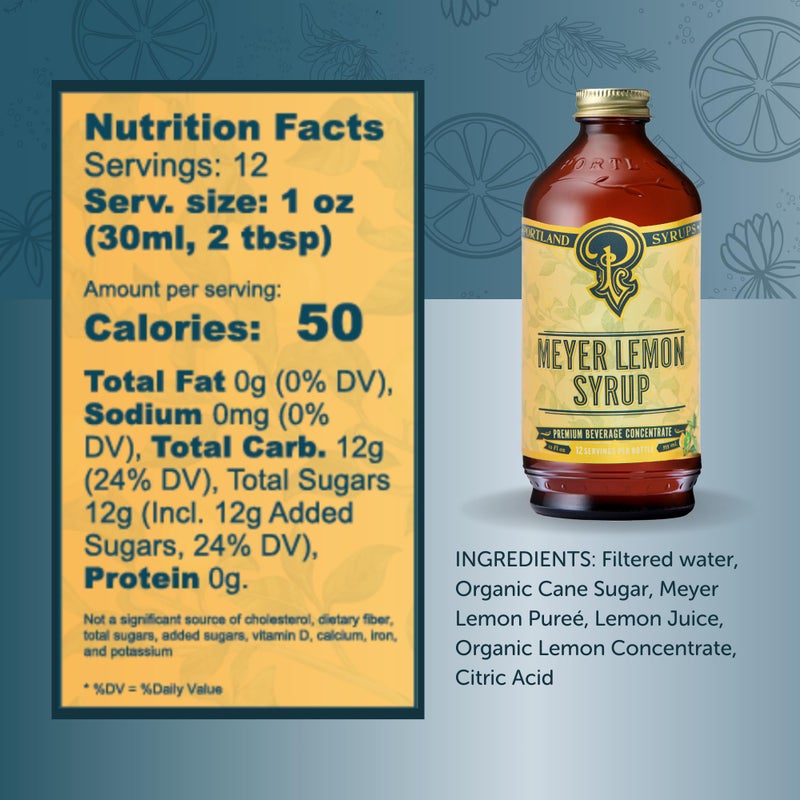 Portland Syrups Meyer Lemon Syrup - Premium Beverage Concentrate for Delicious Cocktails, Tea, Soda, Coffee Drinks, Baking, and More - 12 oz with 12 Servings (Pack of 2) - Image 2