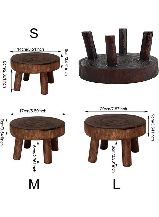 Horoof Home Horoof Home® Rustic Wooden Plant Decor – Small Round Elevated Pot Decor for Indoor & Outdoor Plants  - Image 2
