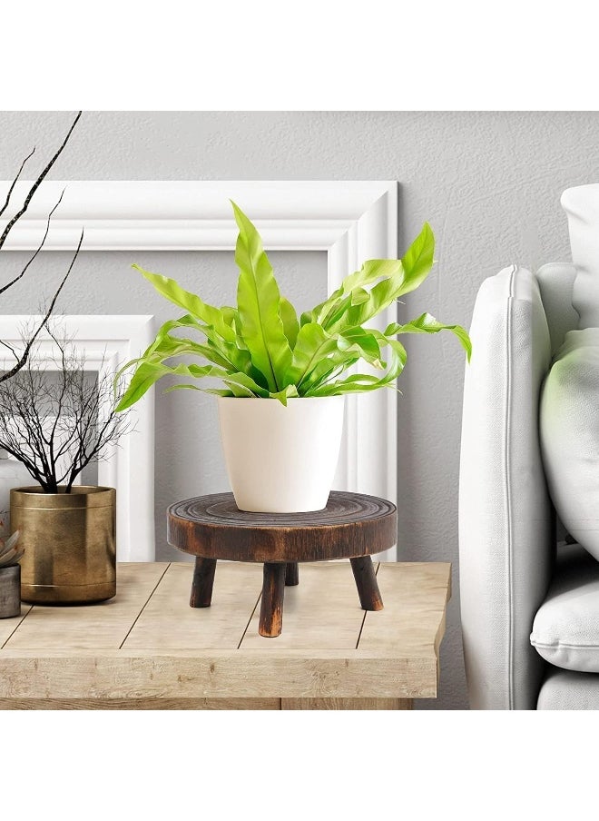 Horoof Home Horoof Home® Rustic Wooden Plant Decor – Small Round Elevated Pot Decor for Indoor & Outdoor Plants  - Image 4