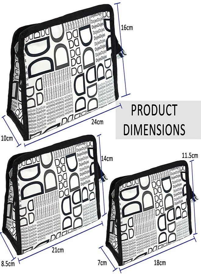STACKRAID Set of 3 Synthetic Travel & Cosmetic Pouch Bag Extra Large Makeup Organizer Cosmetic Case Household Grooming Kit Storage Travel Kit (D BLACK) - Image 2
