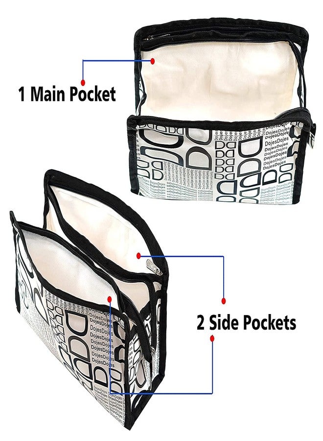 STACKRAID Set of 3 Synthetic Travel & Cosmetic Pouch Bag Extra Large Makeup Organizer Cosmetic Case Household Grooming Kit Storage Travel Kit (D BLACK) - Image 3