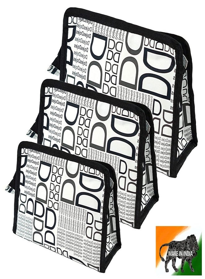 STACKRAID Set of 3 Synthetic Travel & Cosmetic Pouch Bag Extra Large Makeup Organizer Cosmetic Case Household Grooming Kit Storage Travel Kit (D BLACK) - Image 1