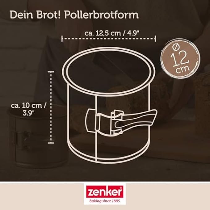 Zenker Pollerbrot Springform Cake Tin  Round Bread Mould as Accessories for Baking  12 Bread Baking Mould with NonStick Coating  Baking Mould for Homemade Bread  Diameter 12 x 10 cm - Image 3