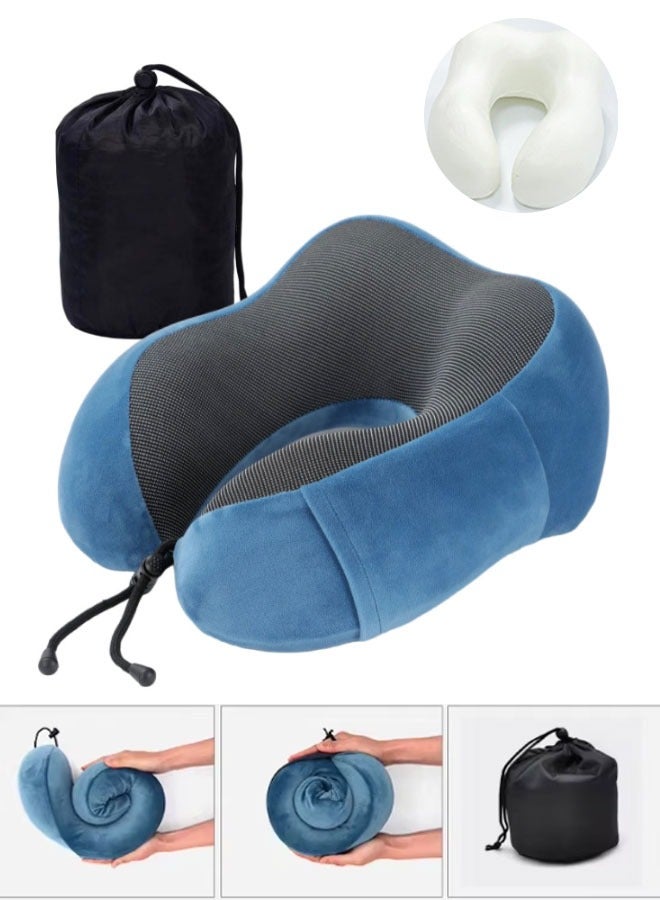 Travel Pillow U-Shape Pillow Memory Foam Travel Pillow Pure Memory Foam Neck Pillow Napping Cervical Pillow Sleeping Head Neck Support Travel Neck Pillow With Comfort Breathable Cover For Sleeping Planes Cars Office - Image 1