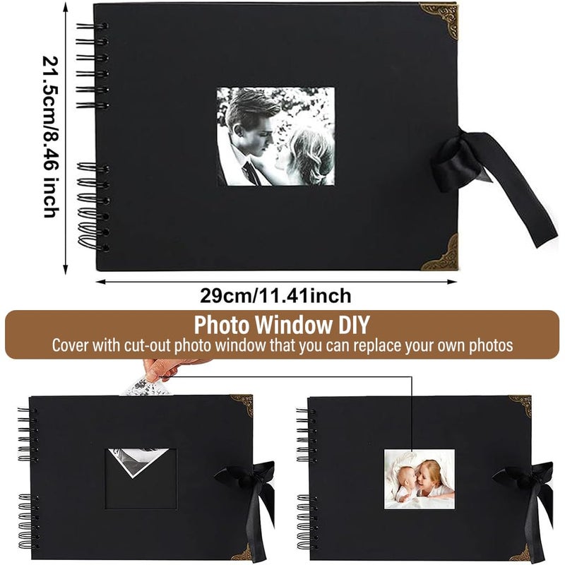 HASTHIP HASTHIP® DIY Scrapbook Photo Album Kit, Anniversary Gift for Couple Special, A4 DIY Wedding Album Set with Color Stickers, Color Pen, Graduations Album Memory Photo Album, 80Pages/40Sheet - Image 4