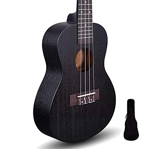Kadence UKC03BK Concert 23" Acoustic Ukulele | Mahogany Wood | Comes with Bag | Includes Learning Course | Black - Image 1