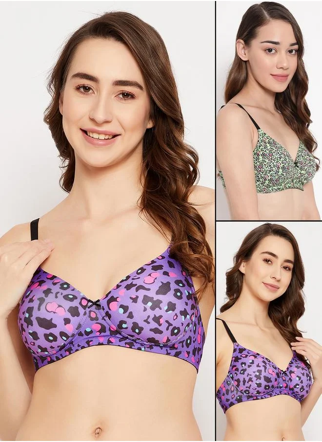 Clovia Clovia Set of 2 - Padded Non-Wired Full Cup Animal Print T-Shirt Bra