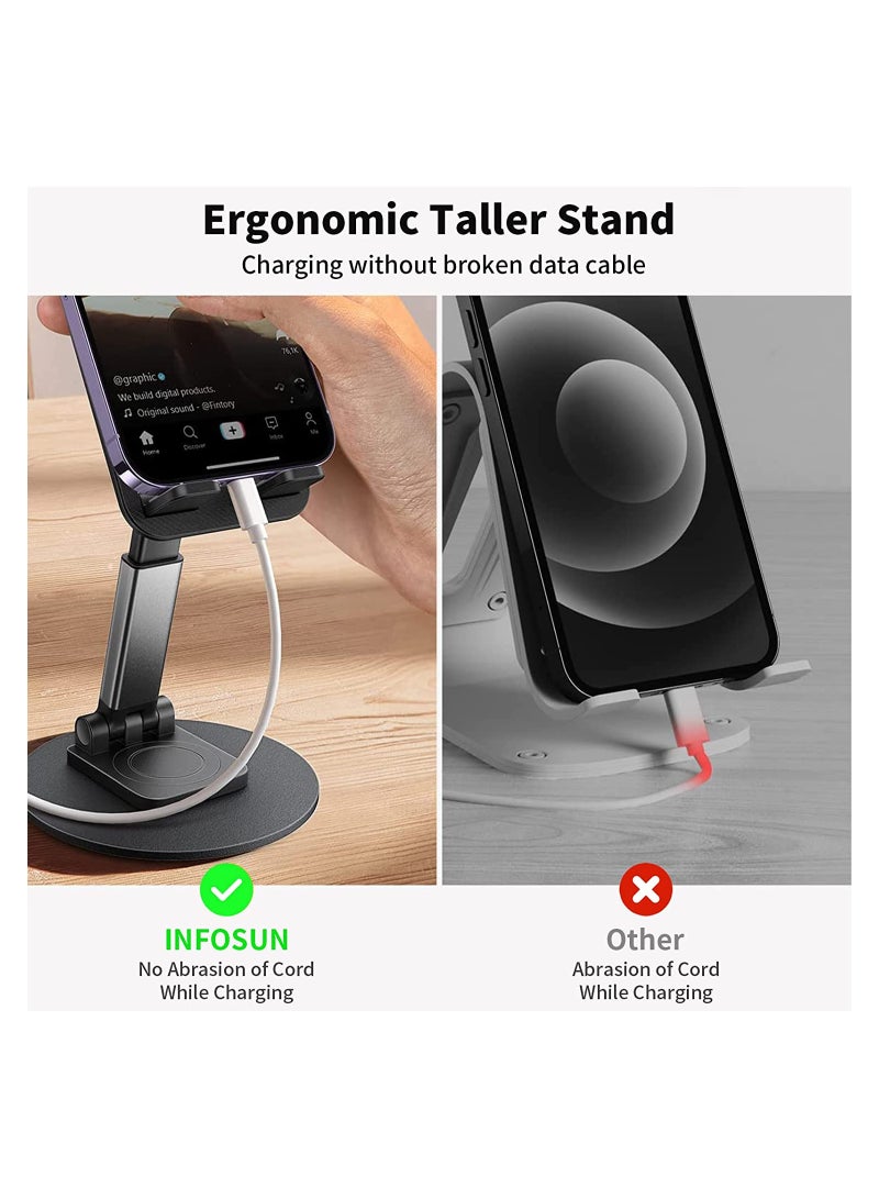 KASTWAVE Cell Phone Stand Holder, Fully Adjustable Foldable Desktop Phone Holder, Portable Cradle with Dock Mobile Phone iPhone 14 iPad Tablet 4-10 Inches Desk Accessories - Image 4