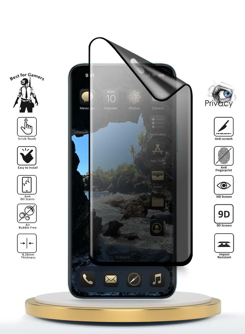 Wtech Honor Magic7 Pro 5G 2024 Nano Ceramic Privacy Full Glue Full Cover Matte Flexible Screen Protector (MSCNMP) - Clear/Black - Image 2