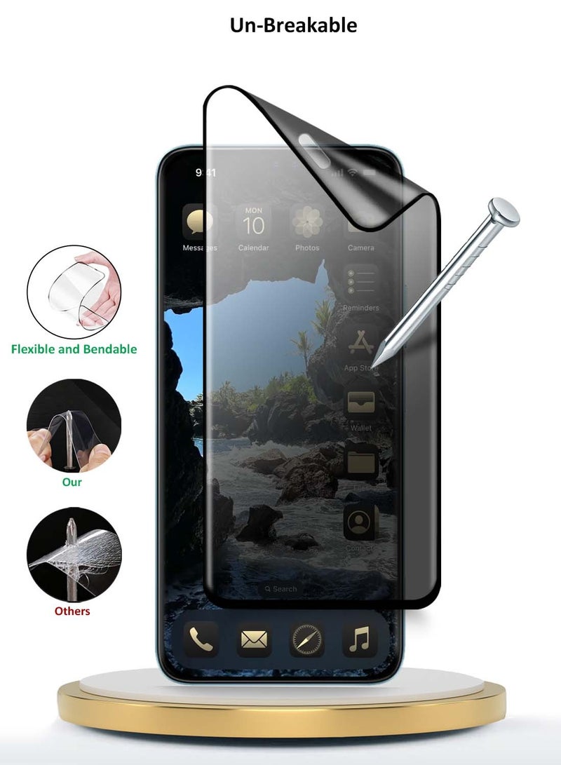 Wtech Honor Magic7 Pro 5G 2024 Nano Ceramic Privacy Full Glue Full Cover Matte Flexible Screen Protector (MSCNMP) - Clear/Black - Image 4