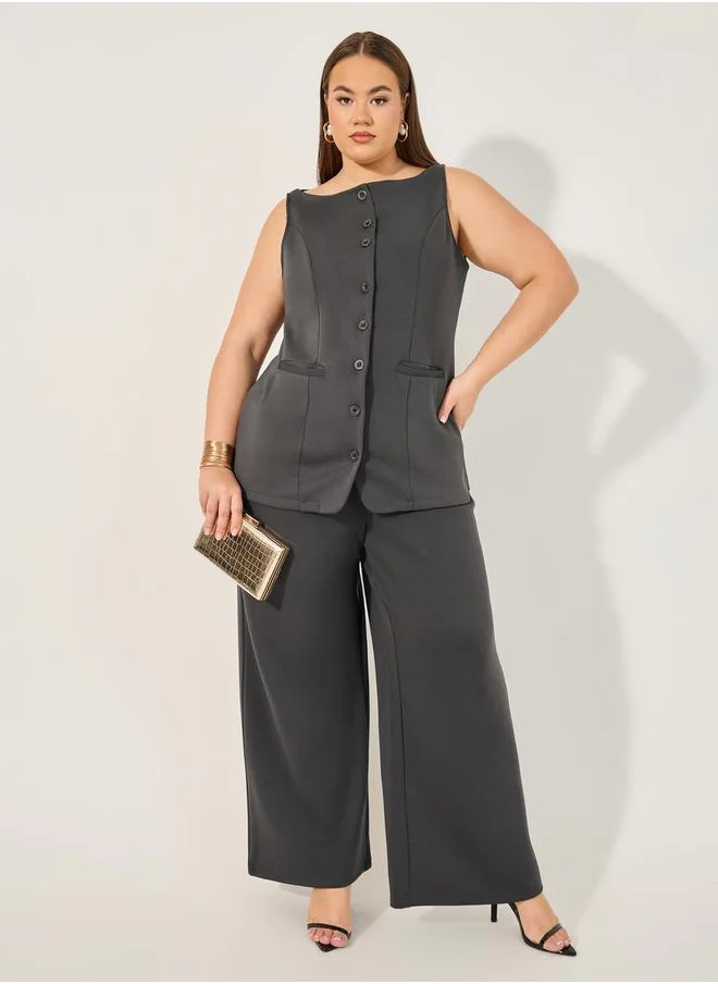 ستايلي Solid Wide leg tailored trouser