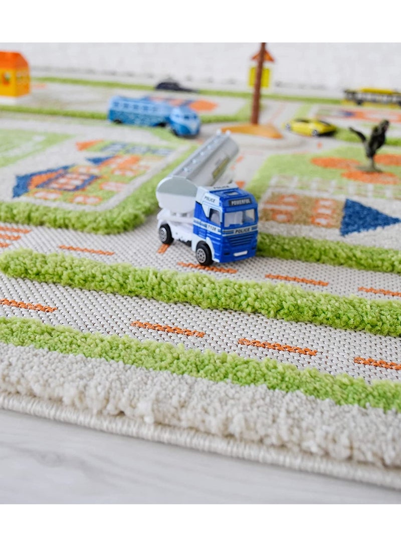 IVI 3D Play Carpet Traffic Design - Large | Green | Activity Playmat for Kids & Children | Bedroom, Living Room, Nursery Rug | Polypropylene | Foldable | 180 cm x 134 cm - Image 4
