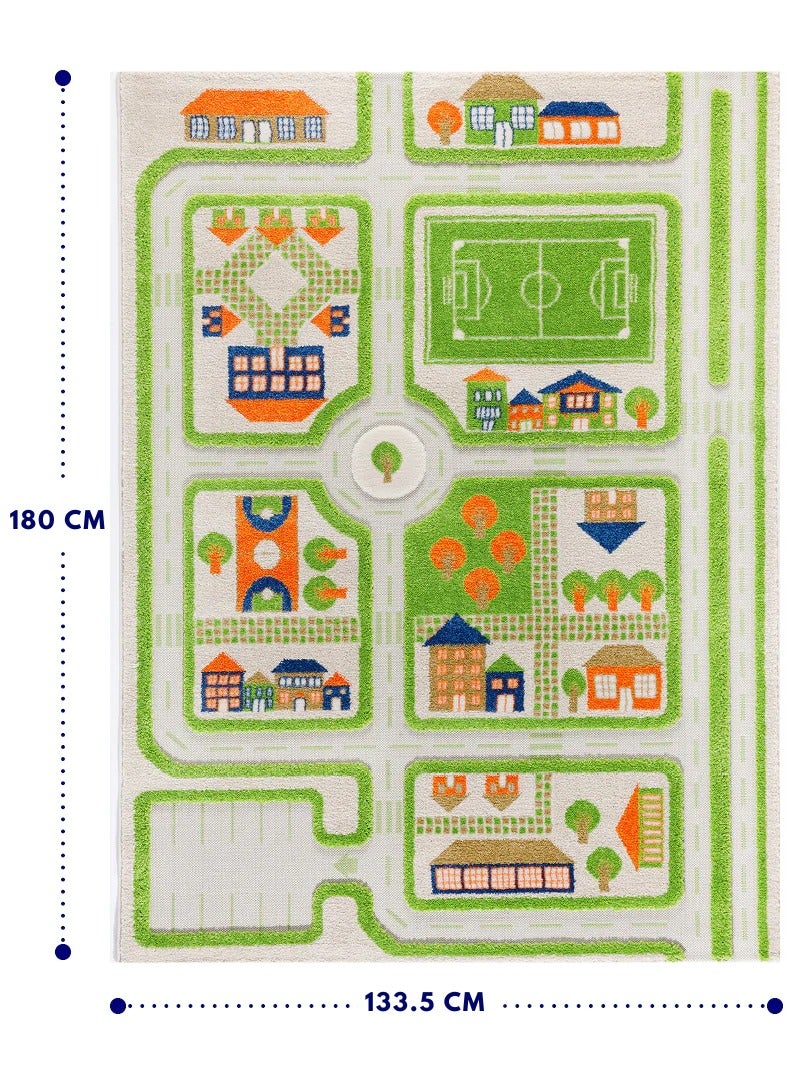 IVI 3D Play Carpet Traffic Design - Large | Green | Activity Playmat for Kids & Children | Bedroom, Living Room, Nursery Rug | Polypropylene | Foldable | 180 cm x 134 cm - Image 2
