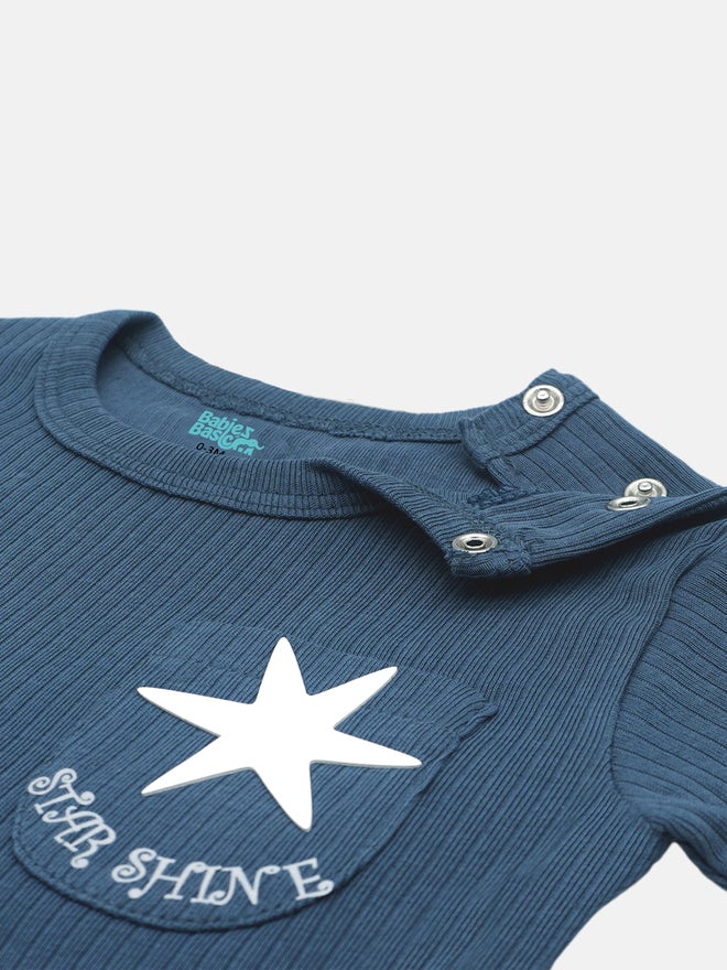 Babies Basic Premium Ribbed Cotton Short Sleeves T-shirt and Plain Shorts Set - Image 5