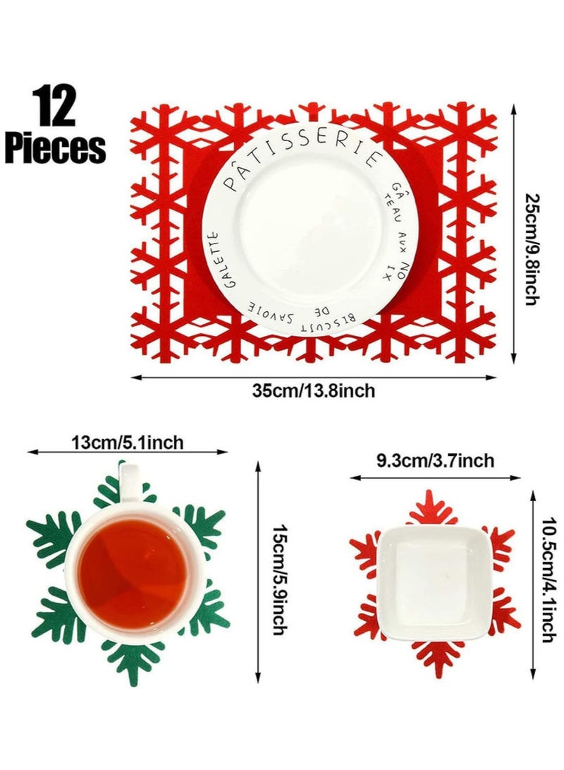 AUTOYSUR 12 قطعة مفرش طاولة عيد الميلاد، مقاوم للغبار والبقع، ناعم وقابل للتنفس، مناسب للغسيل، مثالي لتزيين عيد الميلاد لحفلة عيد الميلاد وزينة الشتاء - Image 5