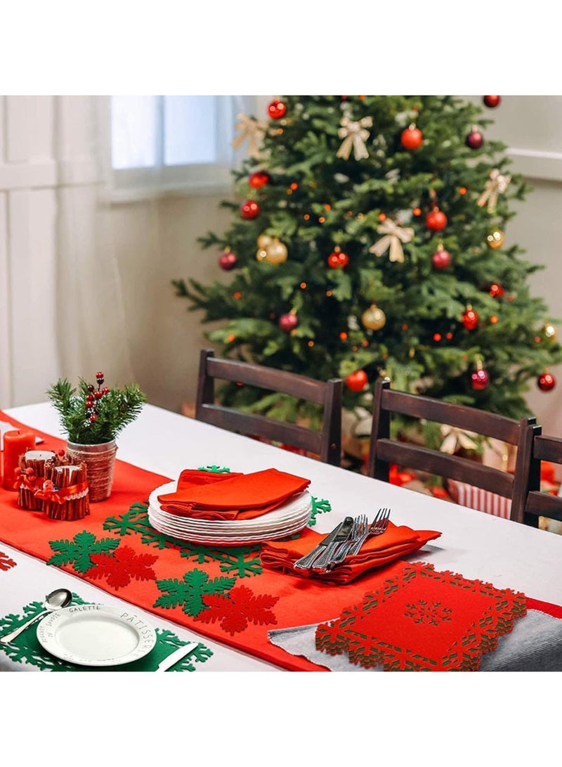 AUTOYSUR 12 قطعة مفرش طاولة عيد الميلاد، مقاوم للغبار والبقع، ناعم وقابل للتنفس، مناسب للغسيل، مثالي لتزيين عيد الميلاد لحفلة عيد الميلاد وزينة الشتاء - Image 4