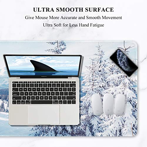 Auhoahsil Large Gaming Mouse Pad, Ice and Snow Theme XXL 35.4 x 15.7 in Desk Pad Stitched Non-Slip Rubber Long Computer Mousepad Thin Extended Full Size Desk Mat for Desktop, Laptop, Wireless Mice - Image 3