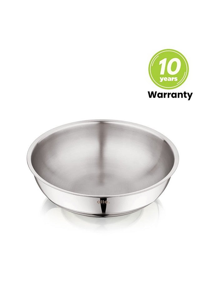Allo Triply Stainless Steel Tasla|Ideal Tasla for Curry/Stir-Fry/Deep-Fry/DryVeg/Sauté Induction Friendly, Heavy Base Kadhai Naturally Non-Stick | 10 Years Warranty 30cm, 5.5 litres - Image 4