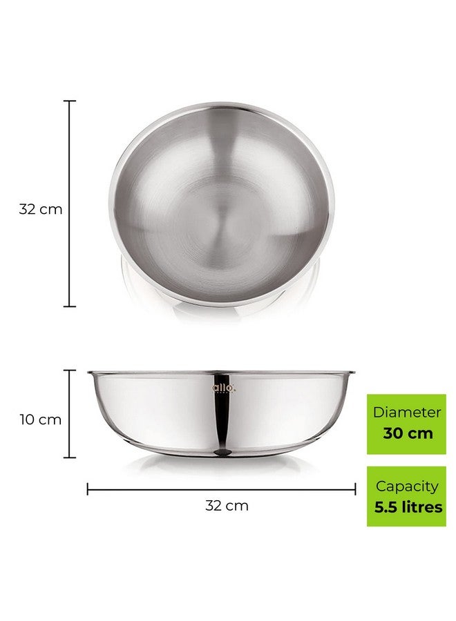Allo Triply Stainless Steel Tasla|Ideal Tasla for Curry/Stir-Fry/Deep-Fry/DryVeg/Sauté Induction Friendly, Heavy Base Kadhai Naturally Non-Stick | 10 Years Warranty 30cm, 5.5 litres - Image 2