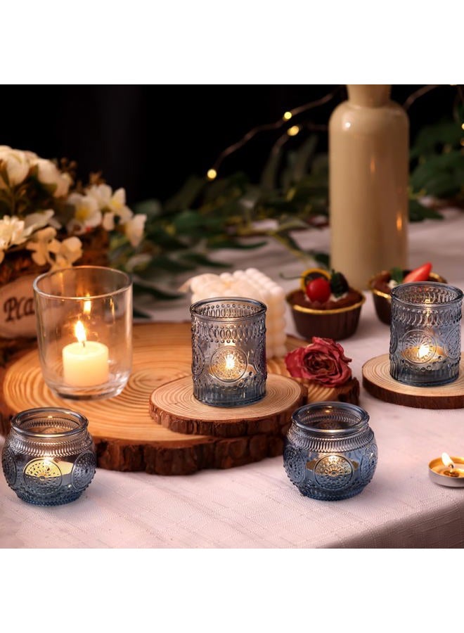 DARJEN 12Pcs Blue Votive Candle Holders - Votive Candle Holders Bulk, Glass Candle Holder for Party Decoration, Tea Lights Candle Holders for Wedding - Image 5