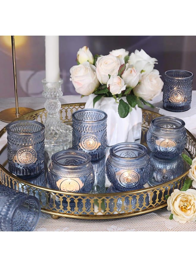 DARJEN 12Pcs Blue Votive Candle Holders - Votive Candle Holders Bulk, Glass Candle Holder for Party Decoration, Tea Lights Candle Holders for Wedding - Image 3