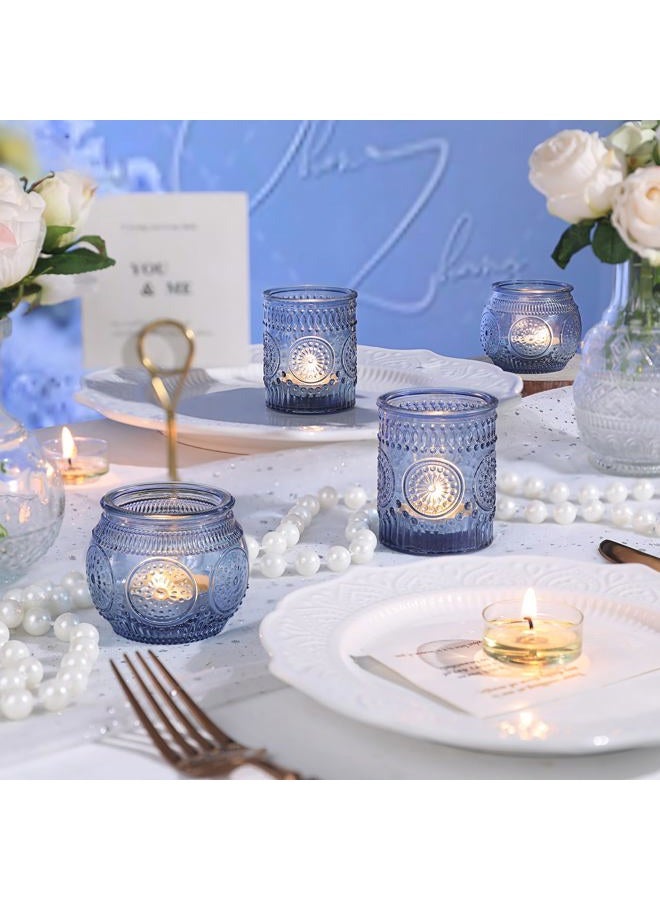 DARJEN 12Pcs Blue Votive Candle Holders - Votive Candle Holders Bulk, Glass Candle Holder for Party Decoration, Tea Lights Candle Holders for Wedding - Image 4