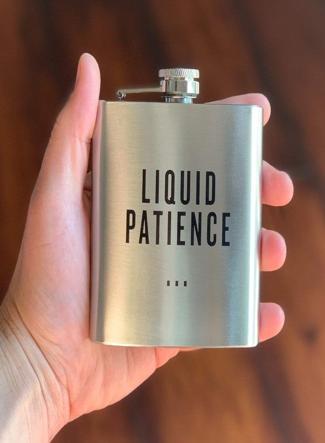 swag brewery LIQUID PATIENCE | Damn Fine Hip Flask | 6oz Stainless Steel | Funny Teacher, Mom, or Dad Gift for Booze Lovers - Image 2