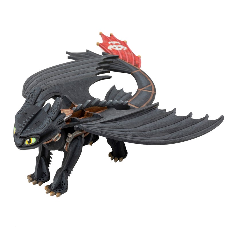 IncrediBuilds DreamWorks How to Train Your Dragon Toothless 3D Wood Puzzle & Model Figure Kit (41 Pcs) - Build & Paint Your Own 3-D Dragon Toy, No Glue Required - Gift for Kids, Teens & Adults (8+) - Image 2