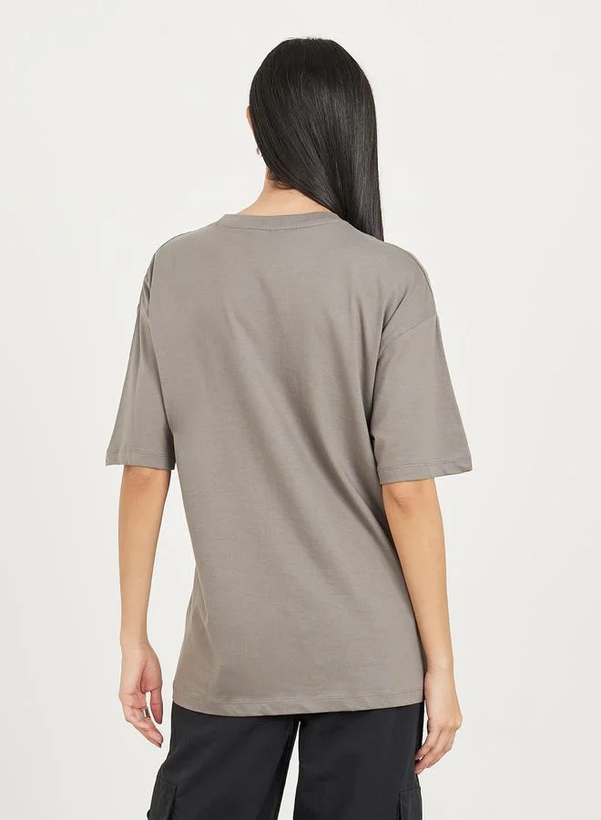 Styli Oversized Graphic Print Longline T-Shirt