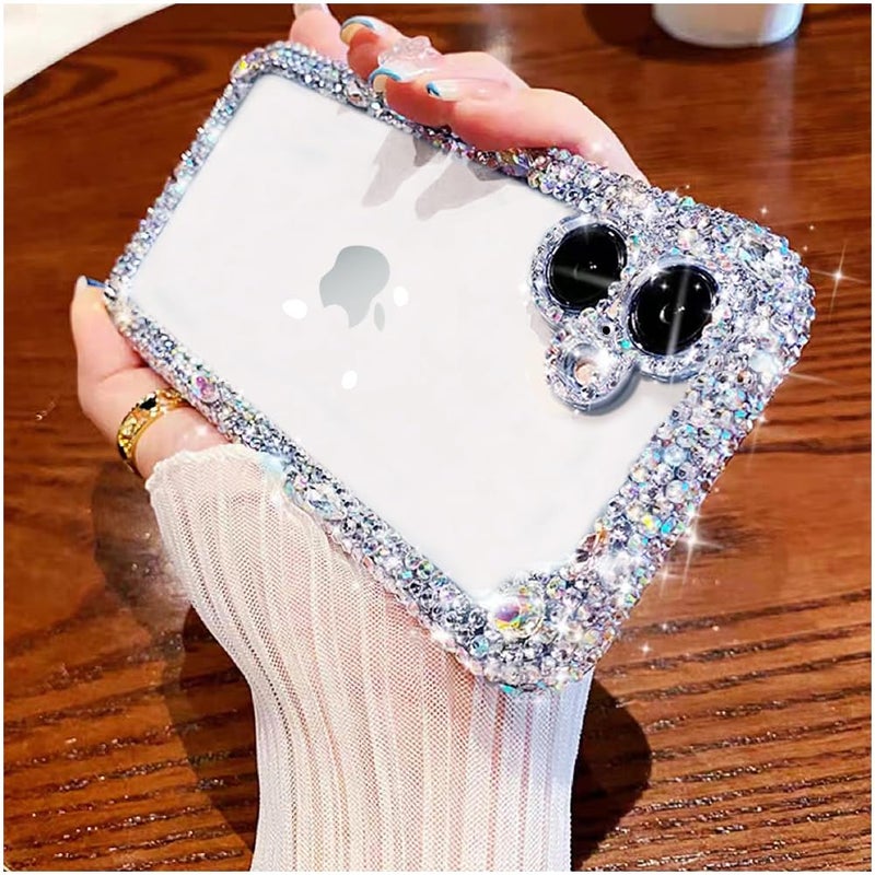 Cavdycidy Designer Compatible with iPhone 16 Plus Bling Clear Case for Women,Cute Glitter Phone Case with Sparkle Rhinestone Diamond Camera Protectionï¼ŒAirbag Anti-Fall Crystal Hard Cover for Girl - Image 1