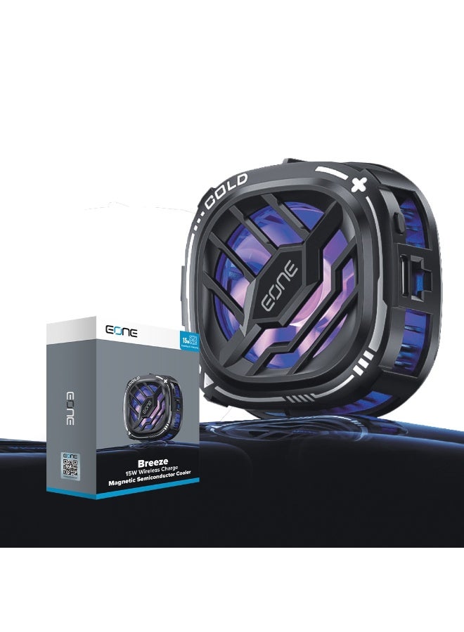 EONE Breeze Wireless Charger with Cooling Fan, 15W Fast Charging Phone Cooler, RGB Gaming Fan, Magnetic Design, Overheat Protection for Smartphones – Black - Image 4