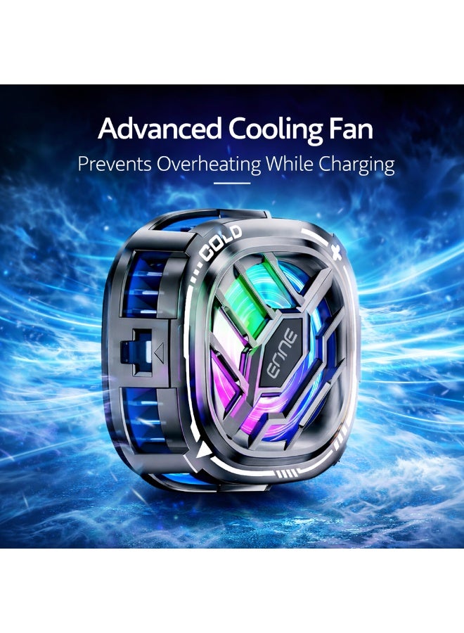 EONE Breeze Wireless Charger with Cooling Fan, 15W Fast Charging Phone Cooler, RGB Gaming Fan, Magnetic Design, Overheat Protection for Smartphones – Black - Image 5