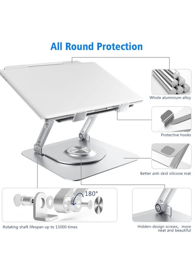 DUSALA - Adjustable Laptop Stand For Desk With 360°Rotating Base, Ergonomic Laptop Riser For Collaborative Work, Portable Foldable Computer Stand Fits For All 10-17.3" MacBook, Pro/Air - Image 1
