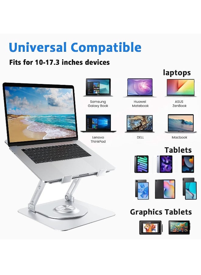 DUSALA - Adjustable Laptop Stand For Desk With 360°Rotating Base, Ergonomic Laptop Riser For Collaborative Work, Portable Foldable Computer Stand Fits For All 10-17.3" MacBook, Pro/Air - Image 1