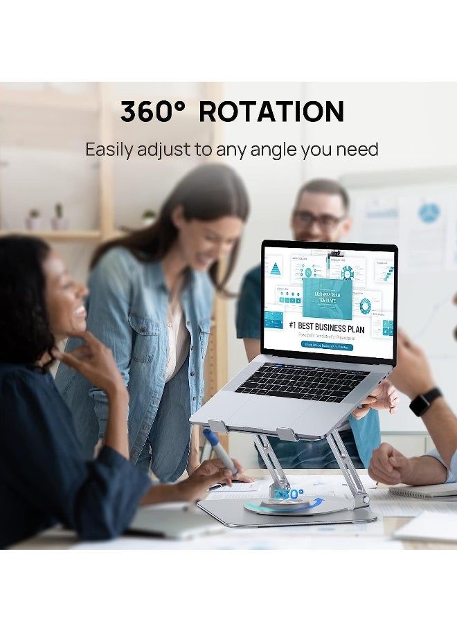 DUSALA - Adjustable Laptop Stand For Desk With 360°Rotating Base, Ergonomic Laptop Riser For Collaborative Work, Portable Foldable Computer Stand Fits For All 10-17.3" MacBook, Pro/Air - Image 1