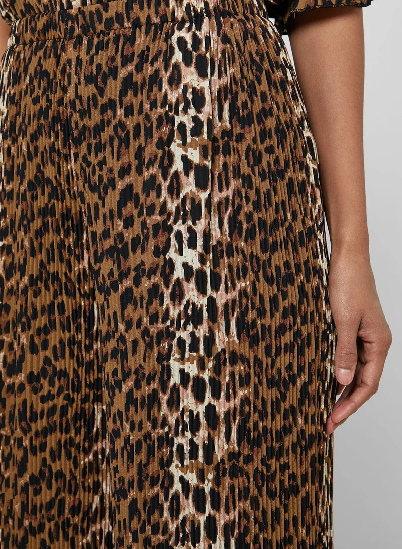 NA-KD Leopard Print Plisse Pants Co Ord