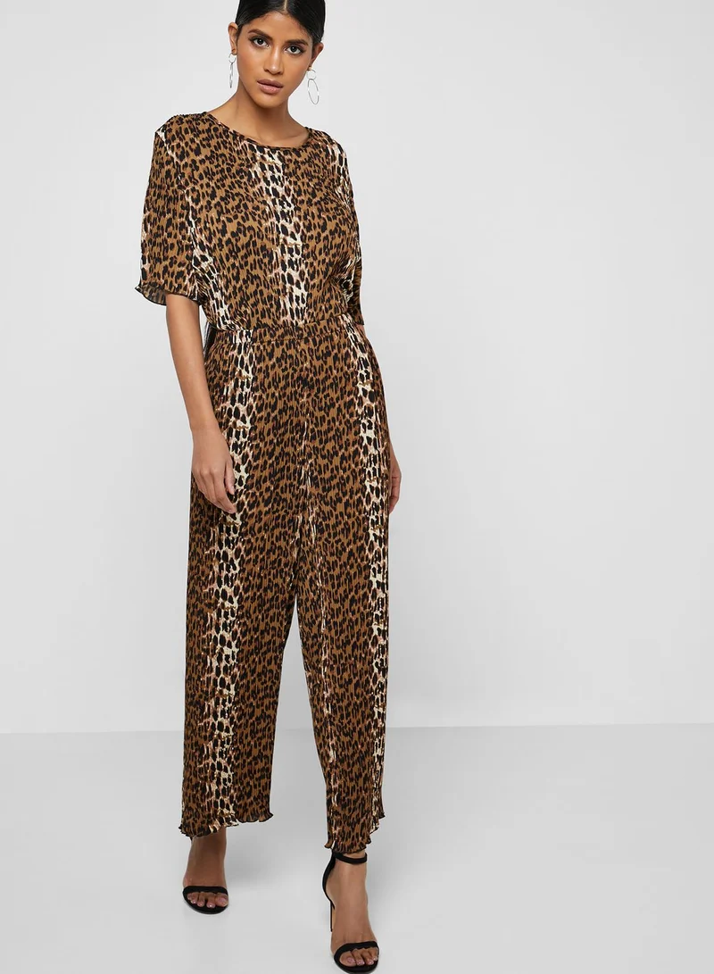 NA-KD Leopard Print Plisse Pants Co Ord