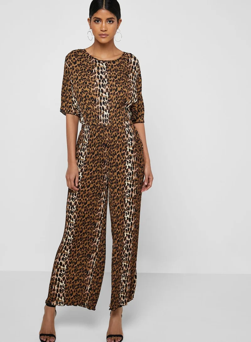 NA-KD Leopard Print Plisse Pants Co Ord