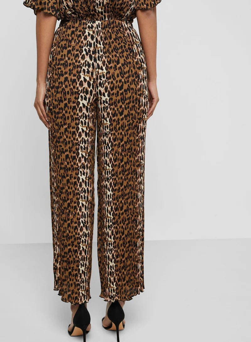 NA-KD Leopard Print Plisse Pants Co Ord