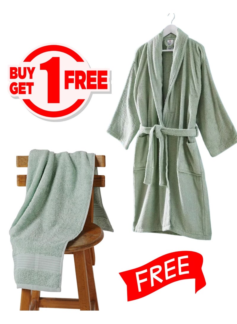 تى ام هوم عرض محدود من TM HOME – اشتري روب فندقي فاخر من القطن الطبيعي 100% بلون أخضر نعناعي وانتعش بأناقة – احصل على فوطة مجانية مقاس 50×100 – جودة فندقية أصلية ونعومة لا تُقاوم - Image 1