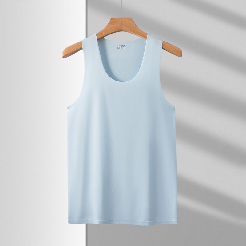 general Men's Ice Silk V-Neck Vest Sleeveless Body Sculpting Fit Summer Slim - Image 1