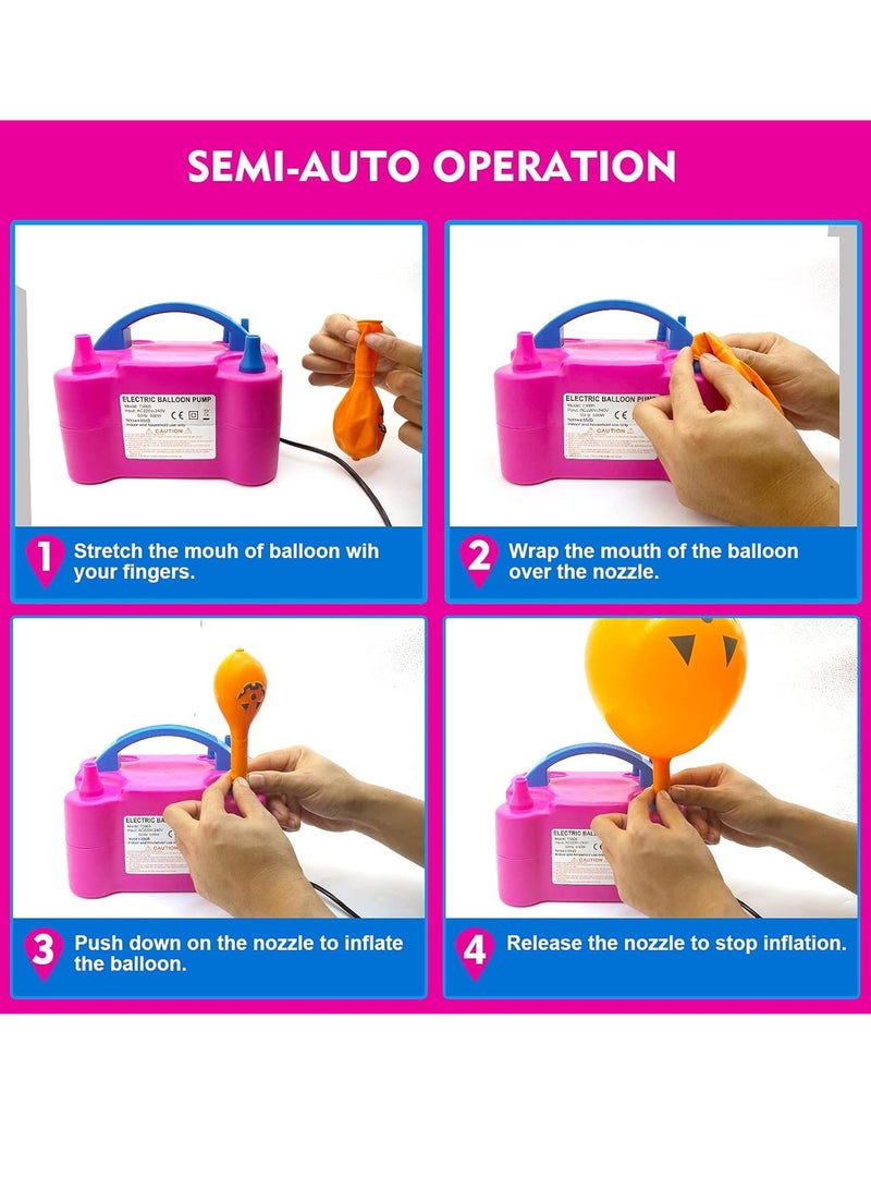 Meetion Electric Balloon Pump, Portable Balloons Air Pump for Balloon Arch, Balloon Garland, Party Decorations, Kids Birthday, Baby Shower, Party Supplies & Decorations, Pink - Image 3