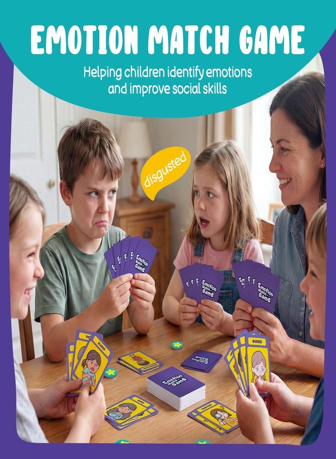 HugHush Faces & Feelings Go Fish Card Game Social Emotional Learning Activities for Kids Ages 6+,Learn to Identify Various Moods, Cartoon Faces Emotions Social Skills Games for Home, Therapy & Classroom Use - Image 2