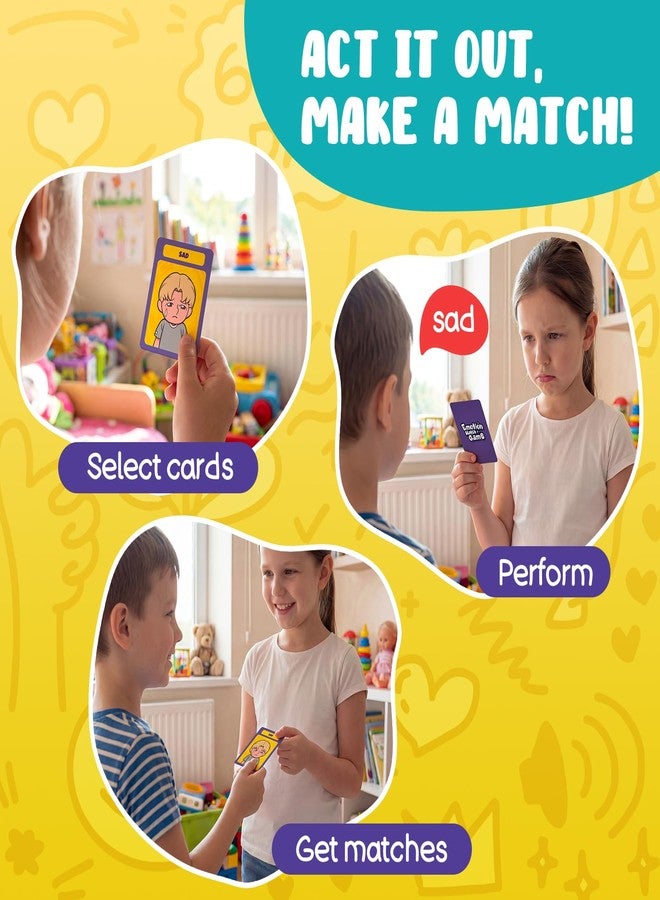 HugHush Faces & Feelings Go Fish Card Game Social Emotional Learning Activities for Kids Ages 6+,Learn to Identify Various Moods, Cartoon Faces Emotions Social Skills Games for Home, Therapy & Classroom Use - Image 3