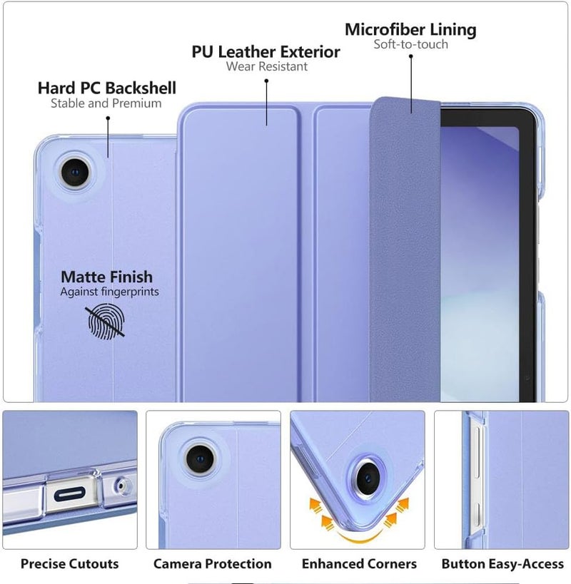 MoKo Case for Galaxy Tab A11+ Plus/A9+ 11-Inch 2025/2023, Slim Stand Protective Smart Cover with Hard PC Translucent Back Shell for Galaxy Tab A11+/A9 Plus Tablet, Lavender Purple - Image 3
